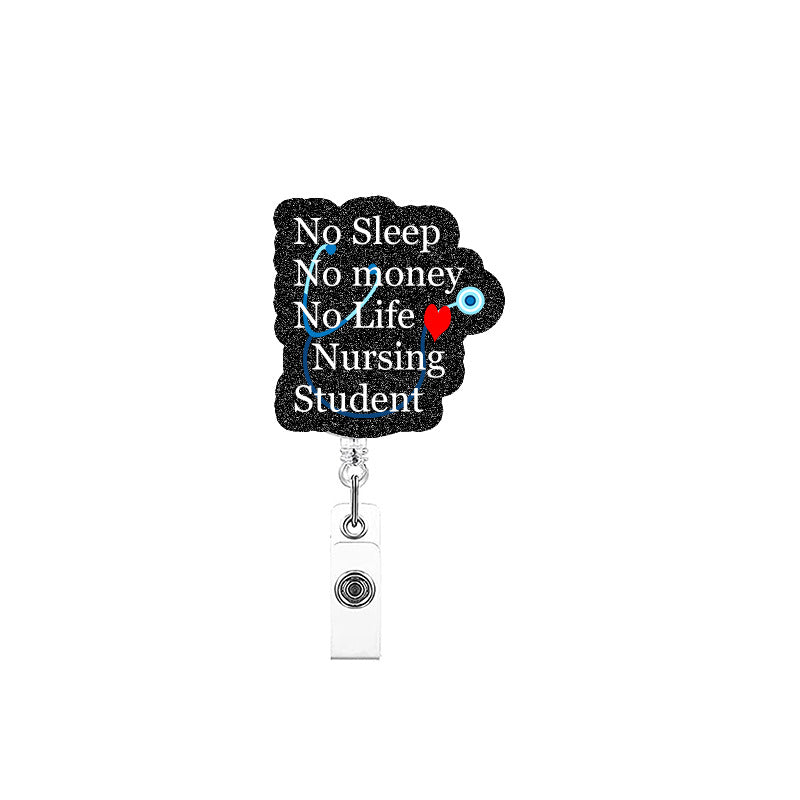 Wholesale Glitter Easy-pull Medical ID Retractable Keychain